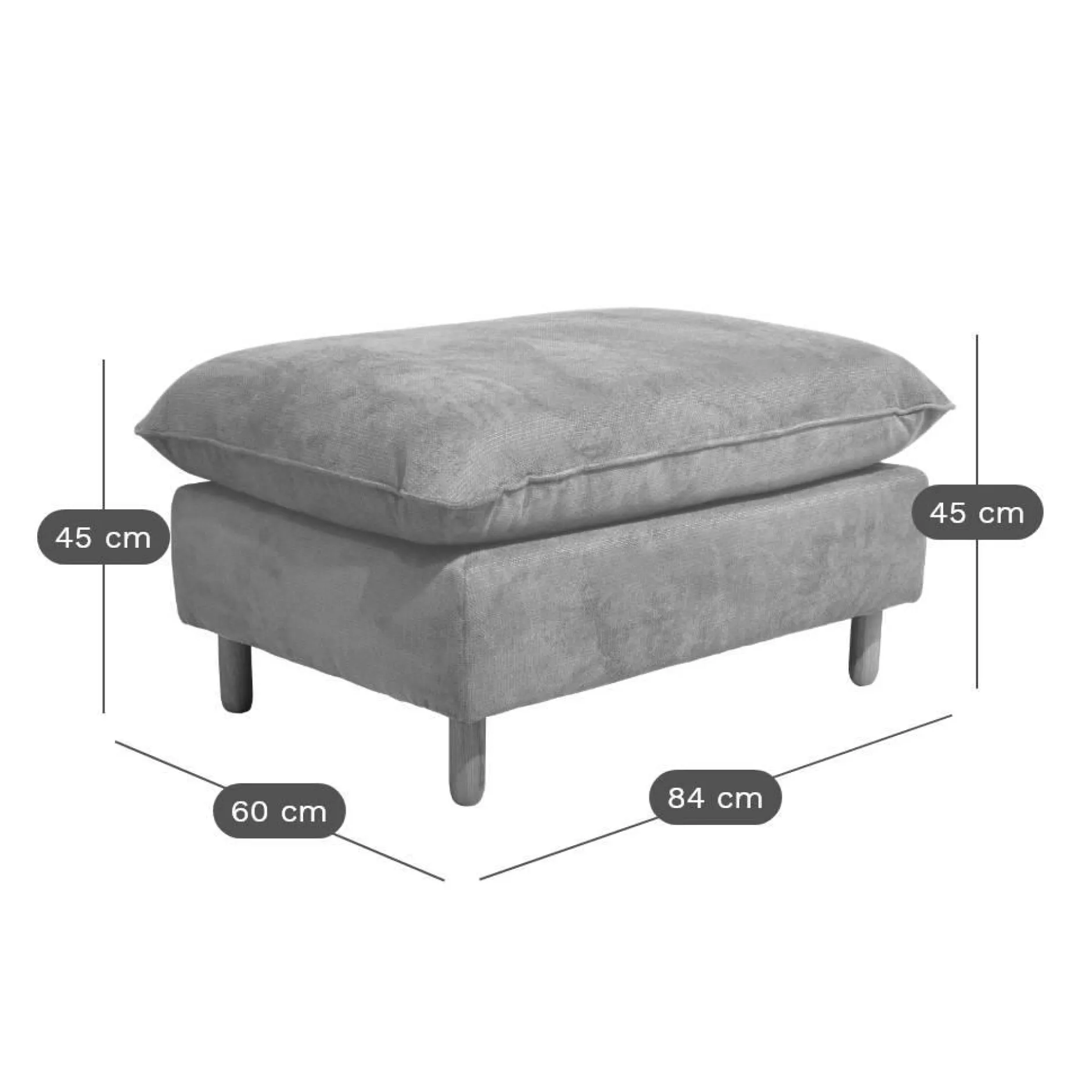 Repose-Pieds>Camif Repose-pieds tissu chenillé Portimo - Gris Foncé