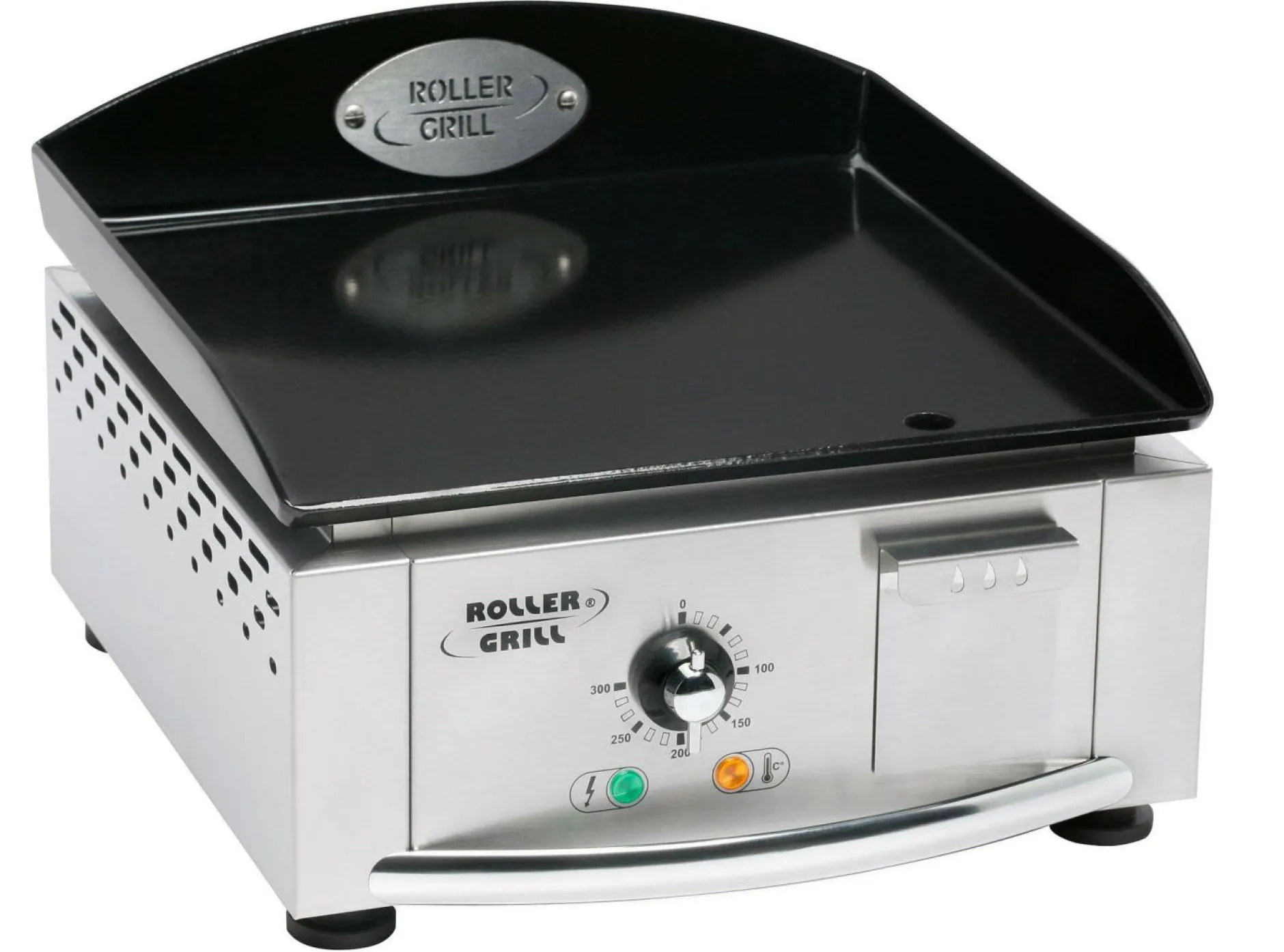 Ensembles Planchas Et Dessertes>Camif ROLLER GRILL Ensemble Plancha emaille 400x400 électrique + desserte inox et bois