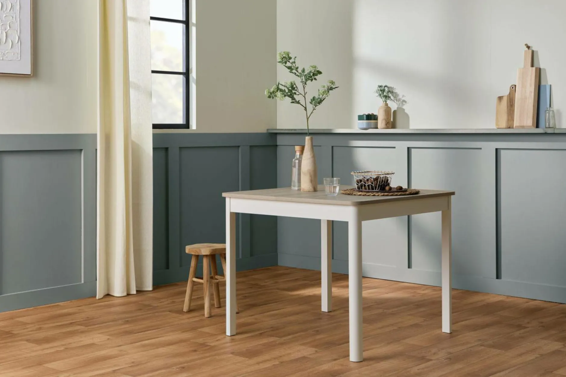 Tables À Manger|Tables>Camif Table à manger carrée décor bois et blanc 2 à 4 personnes Adeline