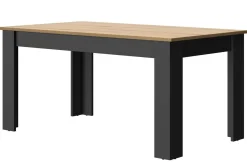 Tables À Manger|Tables>Camif Table à manger rectangulaire extensible décor bois et noir 6 à 8 personnes Garance
