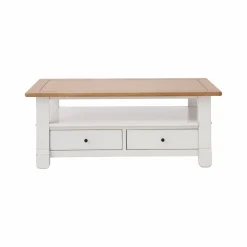 Tables Basses>Camif Table basse bois massif 2 tiroirs Embellie - Blanc