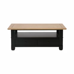 Tables Basses>Camif Table basse bois massif 2 tiroirs Embellie - Noir