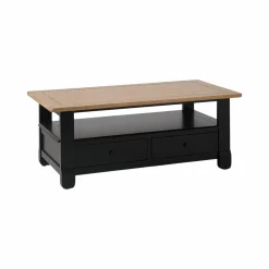 Tables Basses>Camif Table basse bois massif 2 tiroirs Embellie - Noir