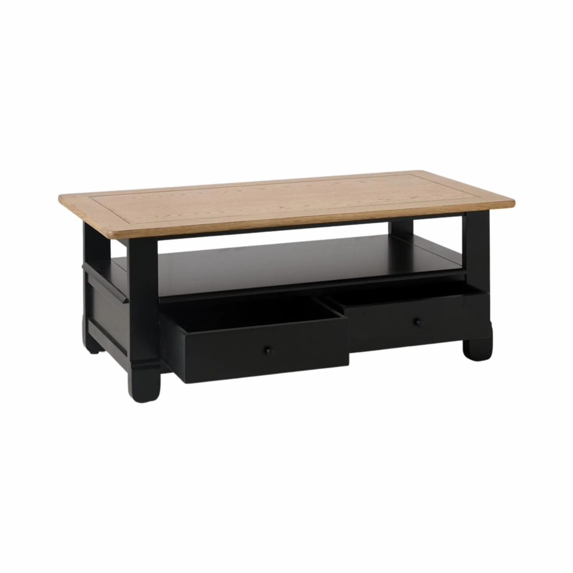 Tables Basses>Camif Table basse bois massif 2 tiroirs Embellie - Noir