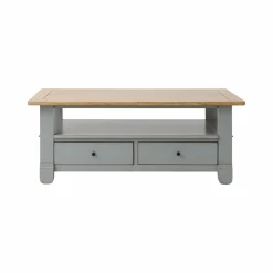 Tables Basses>Camif Table basse bois massif 2 tiroirs Embellie - Gris