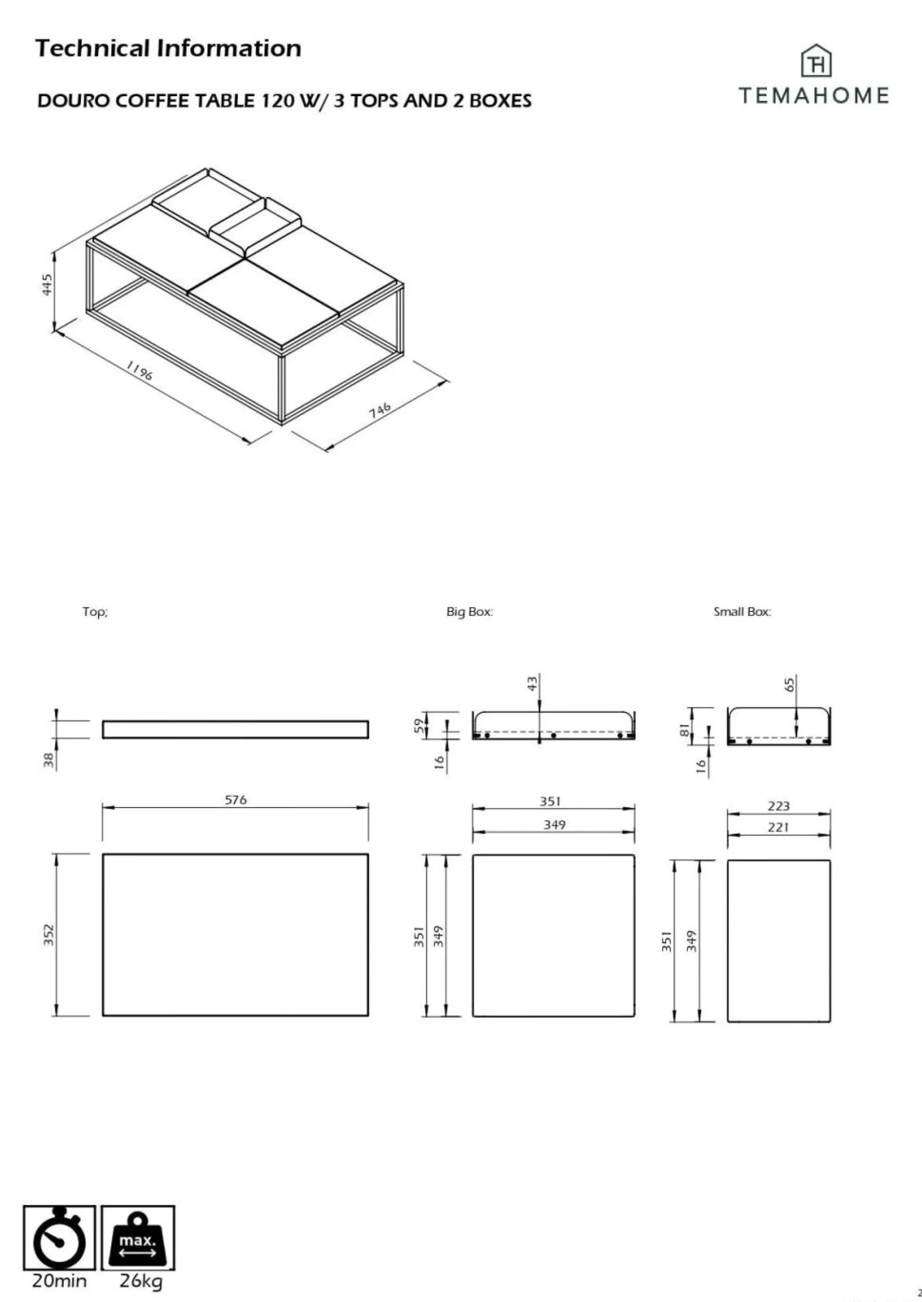 Tables Basses>Camif Table basse rectangulaire 5 plateaux Taline