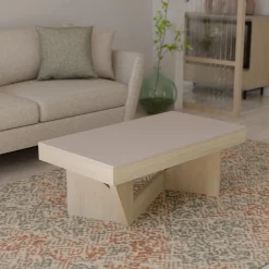 Tables Basses>Camif Table basse relevable décor bois Gabriela - Chêne blanchi/Lin