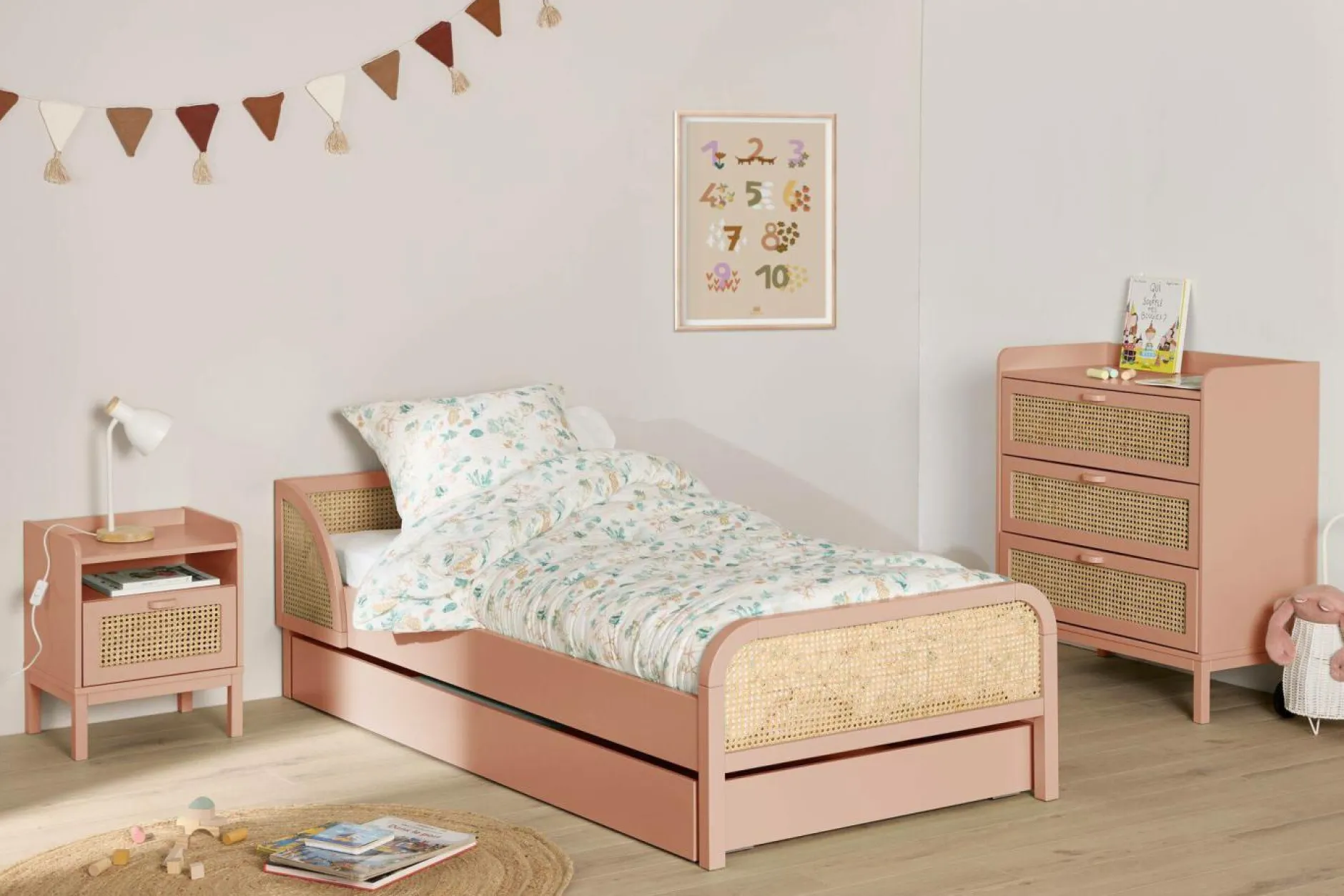 Chambres Enfant|Chambres Enfant>Camif Table de chevet 1 tiroir Sam - Terracotta