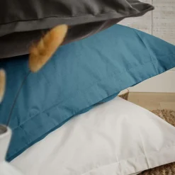 Taies D'Oreiller>Camif Taie d'oreiller coton bio Fil & Sens - - Taie d'oreiller 50 x 75 cm Bleu Minéral