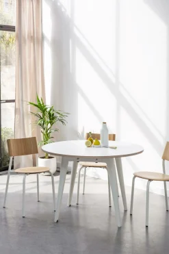 Tables À Manger|Tables>Camif TIPTOE Table à manger ronde bois pieds métal 4 personnes New Modern - Blanc Nuage