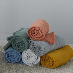 Plaids|Plaids>Camif TOISON D'OR Plaid gaze de coton Brehat - Blanc