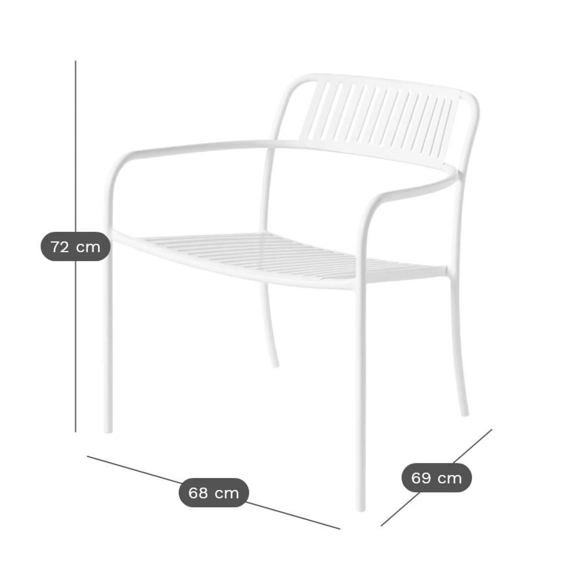 Fauteuils De Jardin>Camif TOLIX Fauteuil lounge lames Patio - Blanc Pur