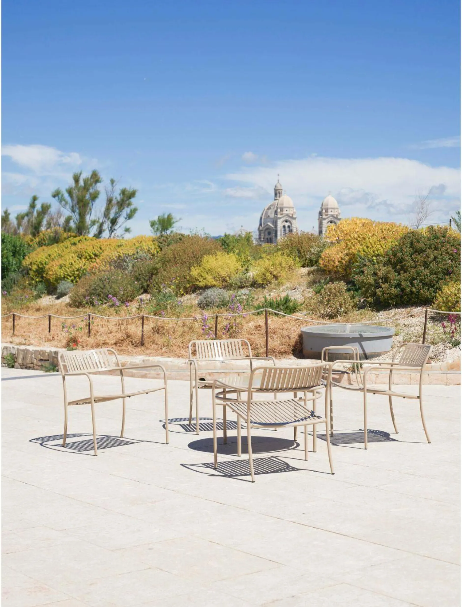 Fauteuils De Jardin>Camif TOLIX Fauteuil lounge lames Patio - Blanc Perlé