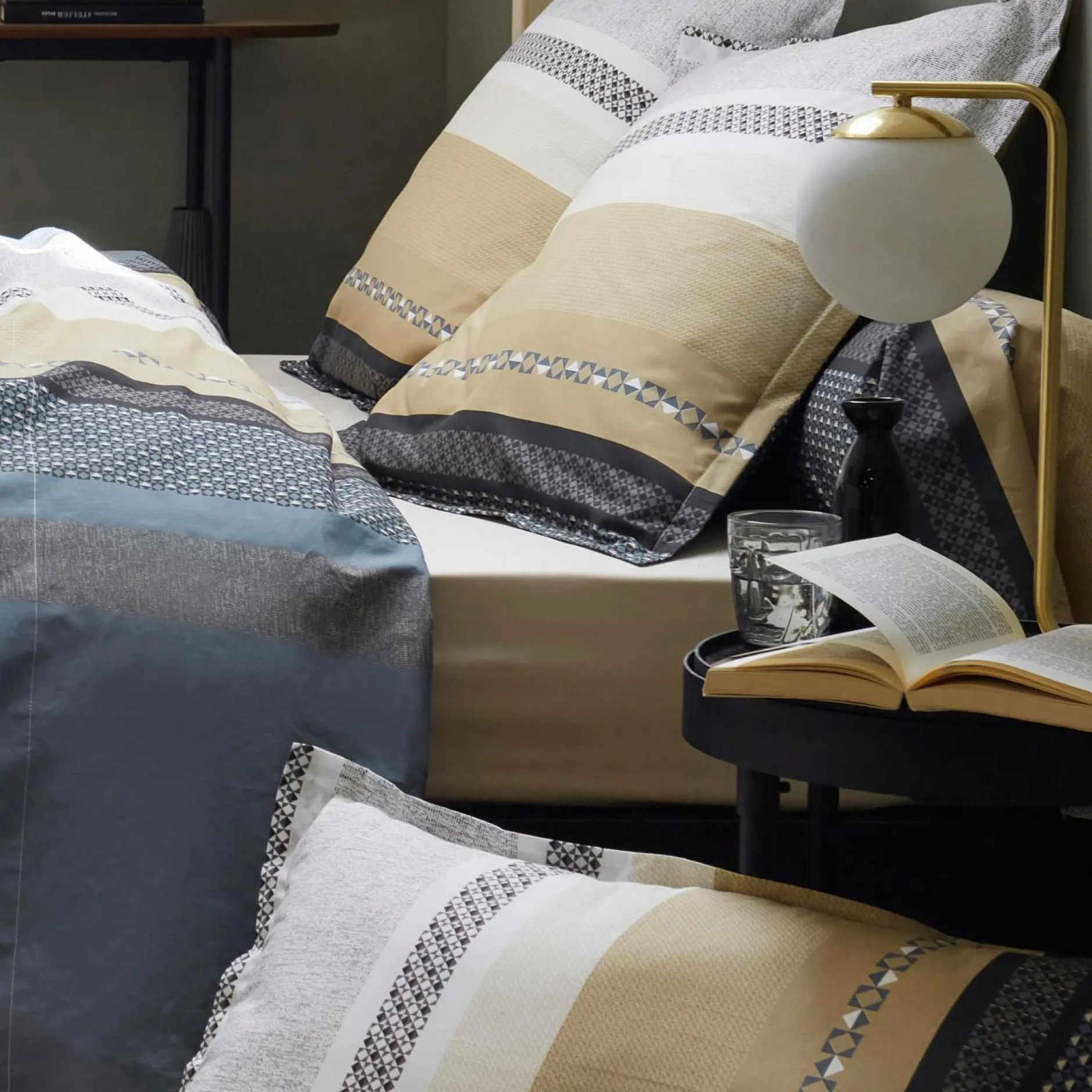 Draps Housse>Camif TRADILINGE Drap housse percale Marlow Acier - 160 x 200 cm