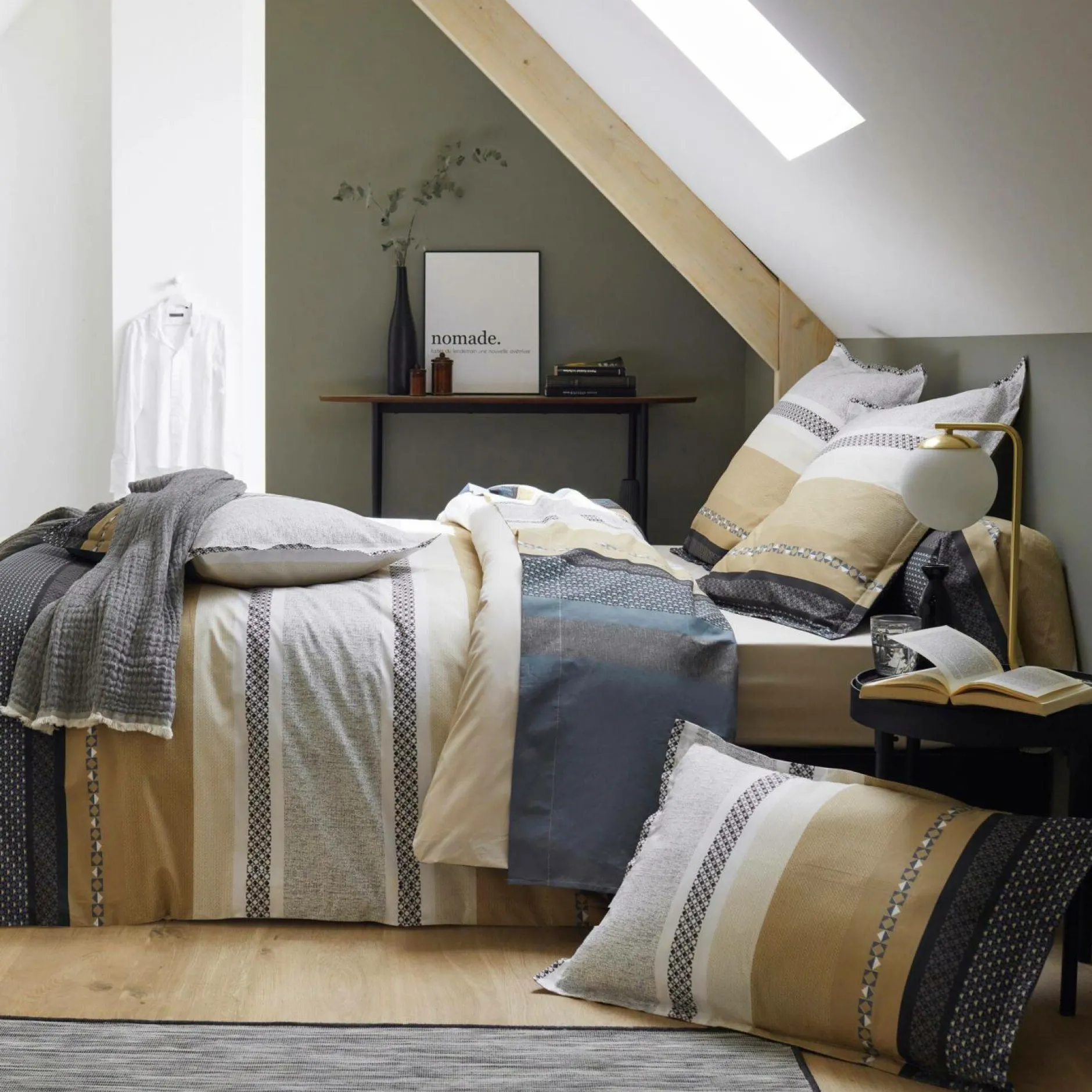 Parures De Lit>Camif TRADILINGE Parure de lit percale Marlow Acier TRADILINGE - 140 x 200 cm