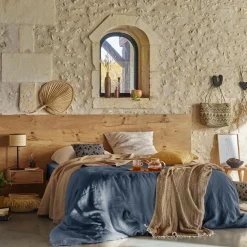 Housses De Couette>Camif VENT DU SUD Housse de couette lin lavé Salomé - - 260 x 240 cm Bleu Indigo