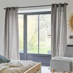 Rideaux Et Voilage|Rideaux Et Voilage>Camif VENT DU SUD Rideau lin lavé Salomé - Mastic